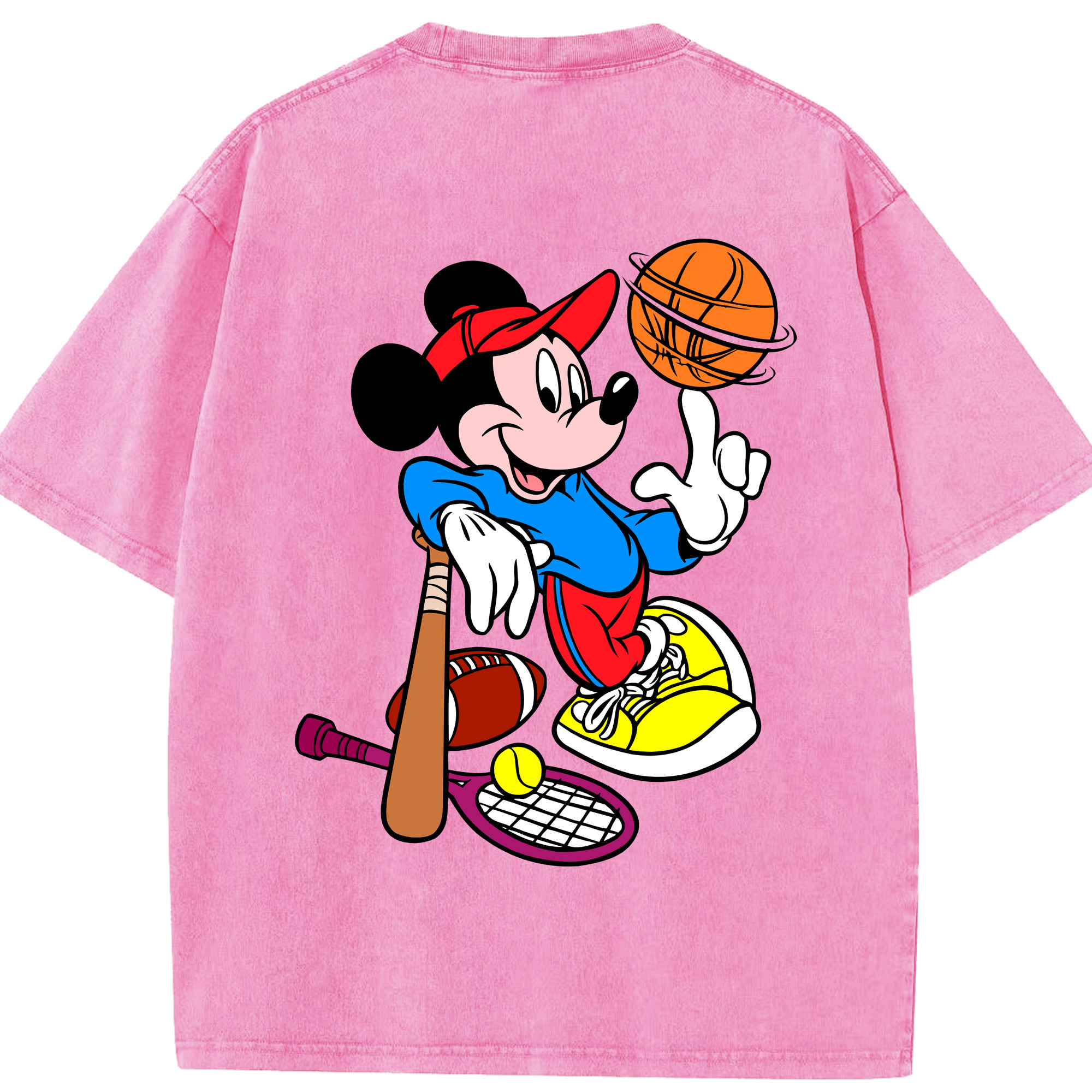 （画像用） ミッキーマウス Mickey Mouse 綿100% ヴィンテージ風 半袖Tシャツ（背面プリント）